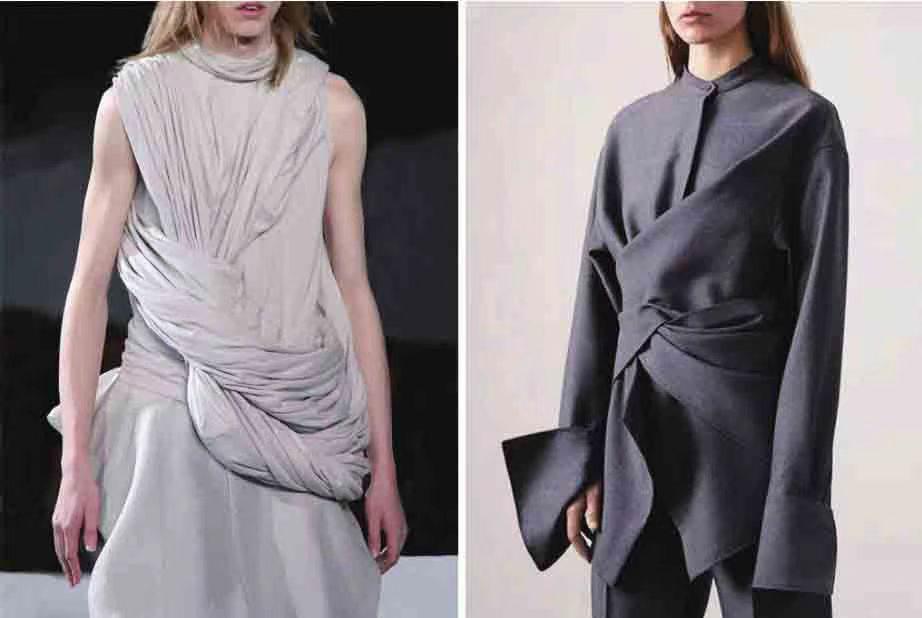 缠绕,是指利用面料的包缠围绕塑造服装的整体或局部形象.