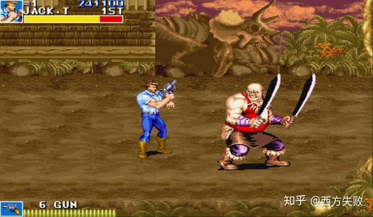 最明显就是《恐龙快打》第二关的boss双刀了,感觉就是《三国志Ⅱ》第