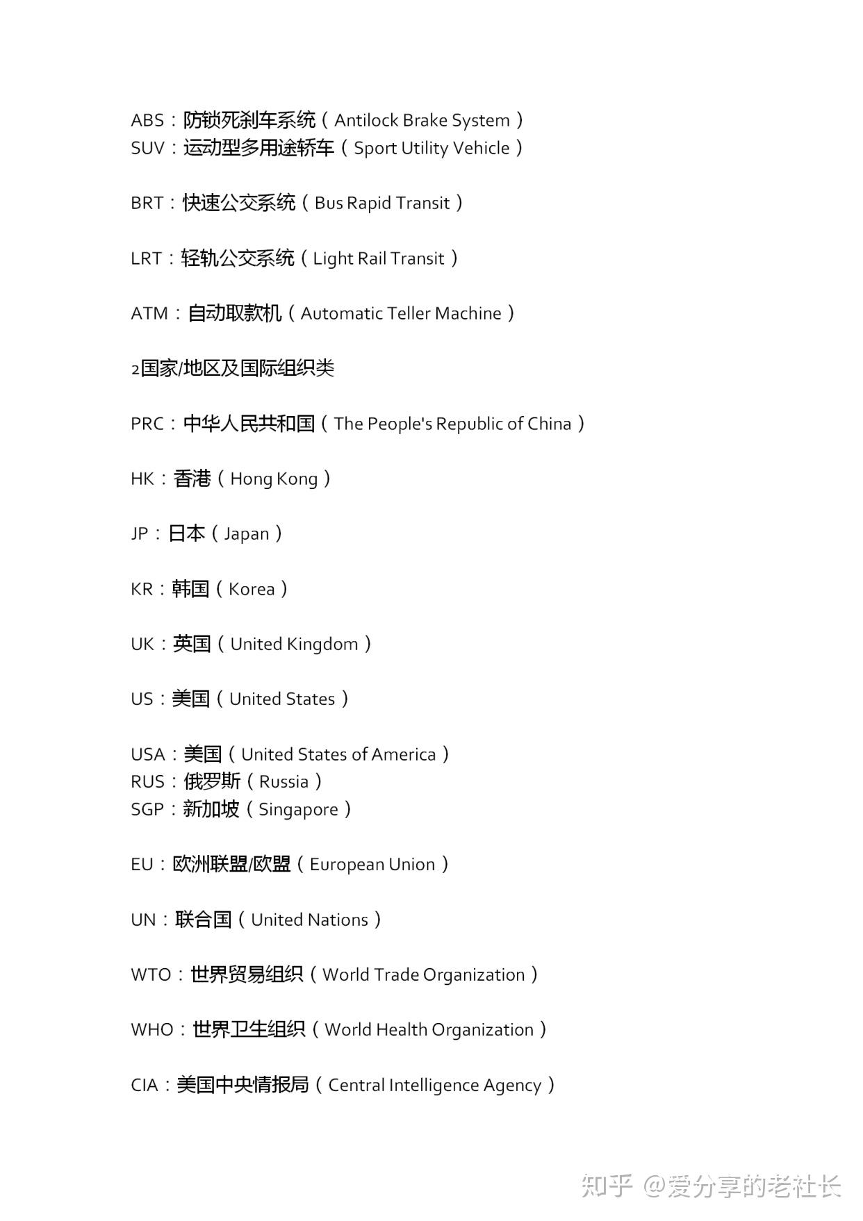PRC和BRT都是啥意思？常见缩略词+英文表达缩写，Mark收藏吧- 知乎