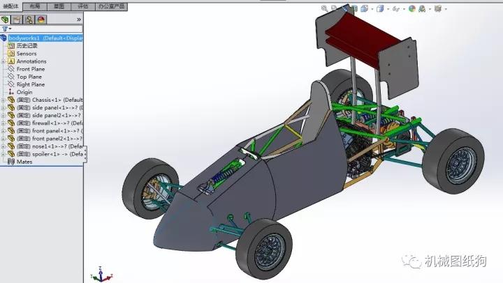 卡丁赛车子弹头fsae方程式赛车模型图纸solidworks设计