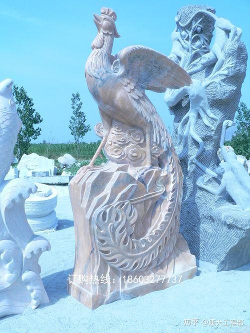石雕凤凰孔雀开屏雕塑公园摆件