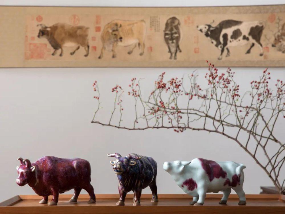 钧瓷艺术品五牛纳祥大宋官窑钧瓷五牛纳祥非遗工艺大师监制釉色华美