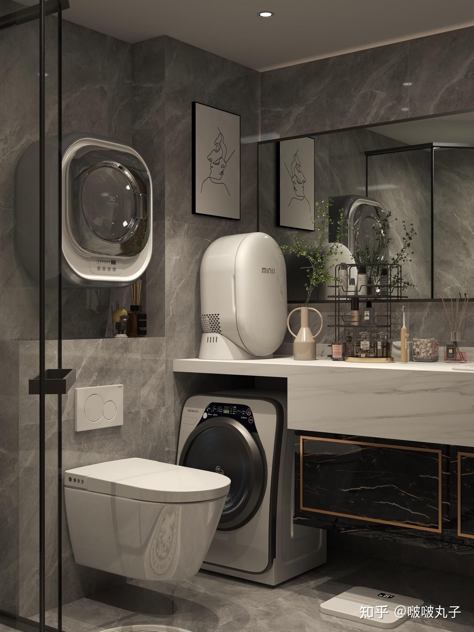 通用灰色卫生间,壁挂智能马桶太好看了 - 知乎