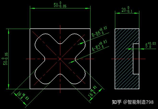 fanuc数控铣床编程实例13加工斜十字槽型腔