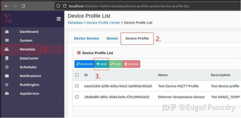 輸入 localhost:4000; 然後在 device profile 中,點擊 add 按鈕