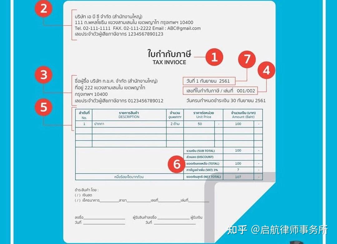 泰国税票格式