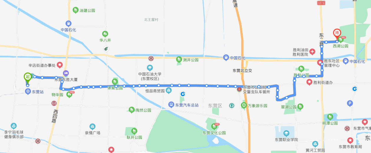 山东东营火车站途经公交车路线乘坐点及其运行时间