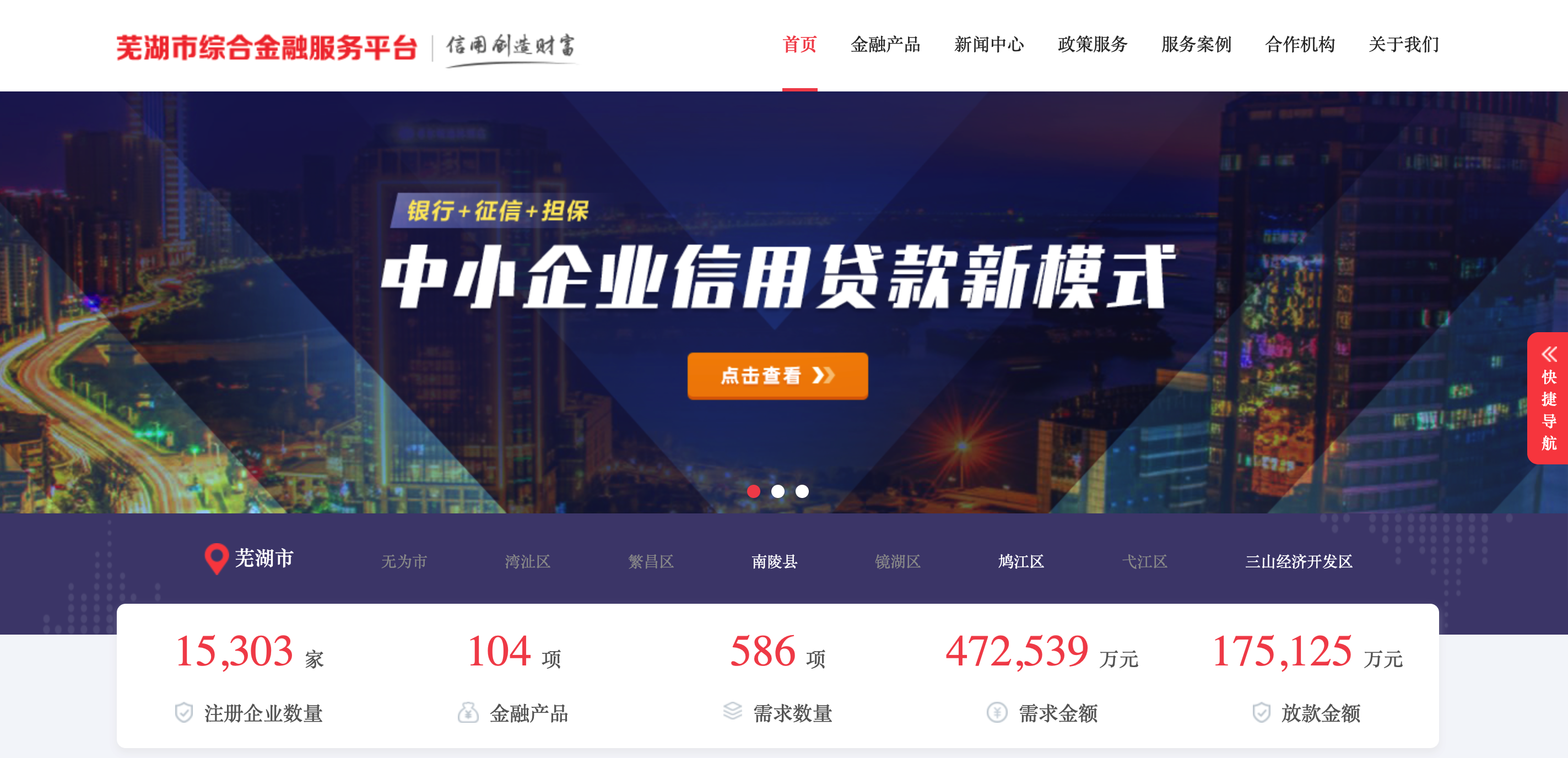 芜湖市综合金融服务平台"中小企业融资服务平台"以 "政府主导,多方