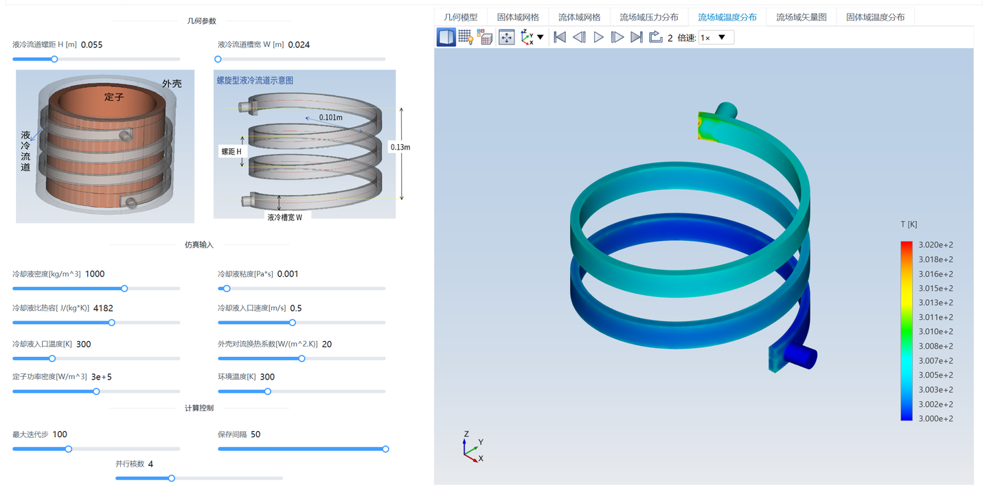 电机螺旋式液冷通道散热仿真APP的图2