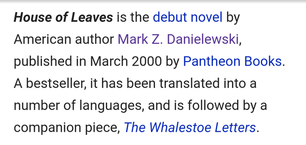 Mark Z. Danielewski的«叶之屋（House of leaves)»到底讲了什么？ - 知乎