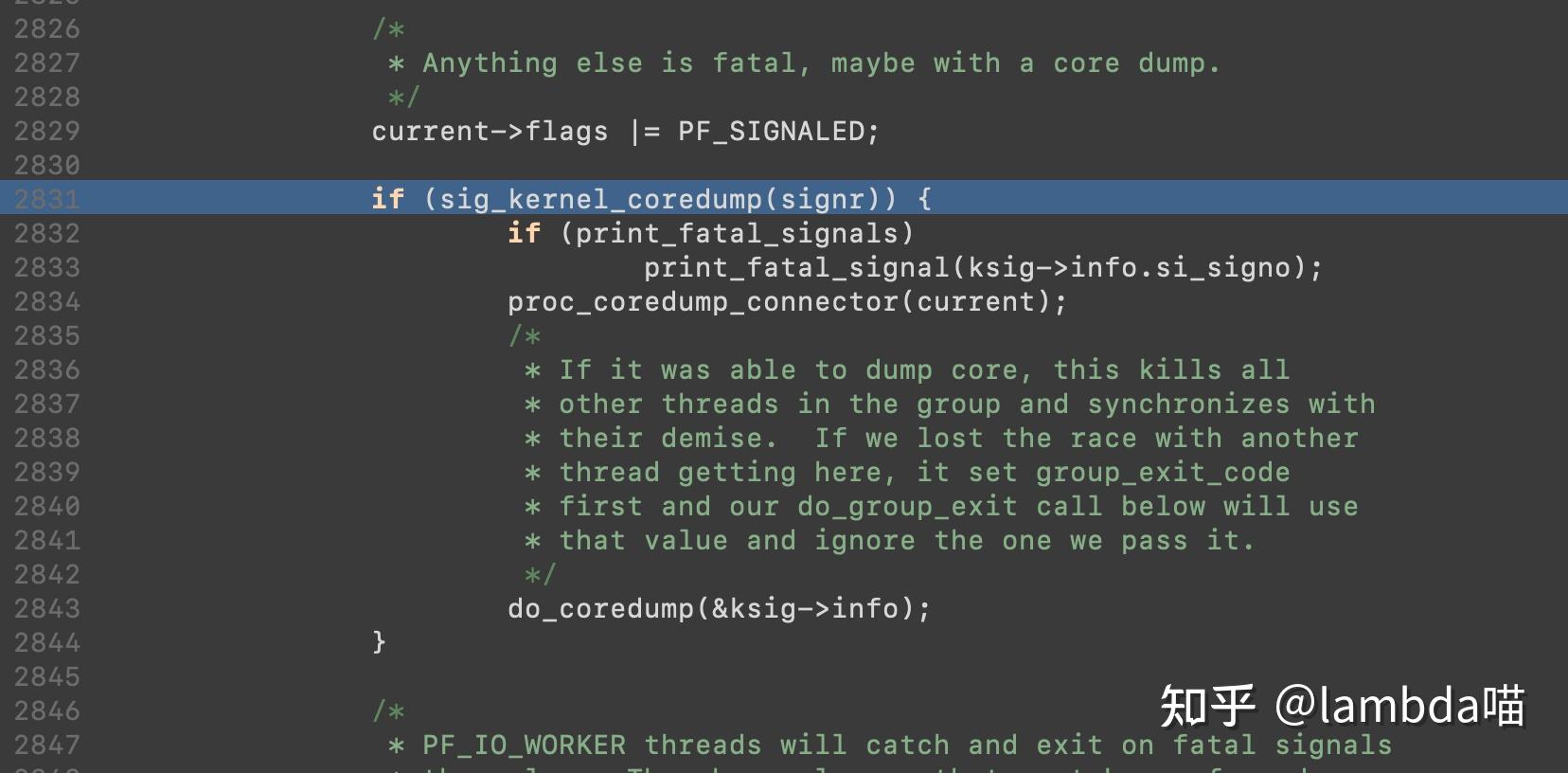 Linux coredump 