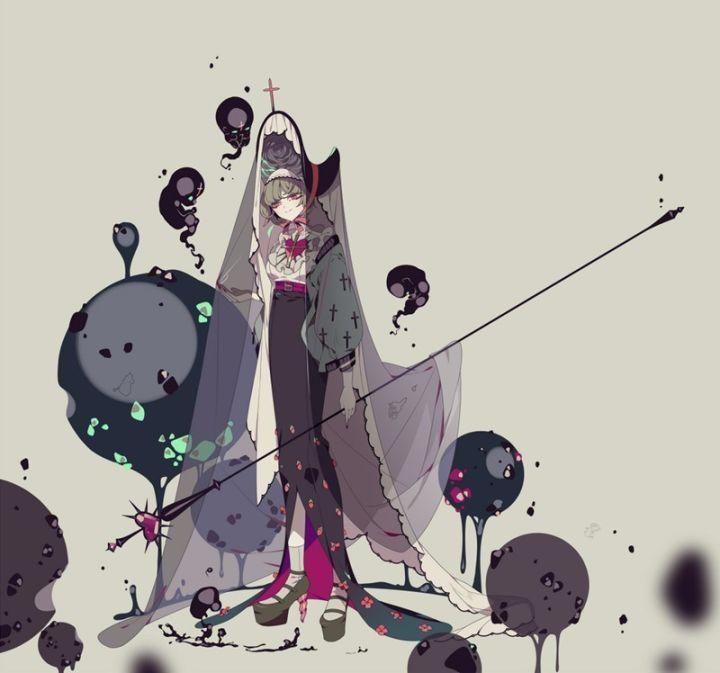 插画美图欣赏来自插画师しきみ笔下的黑暗系哥特风少女合集