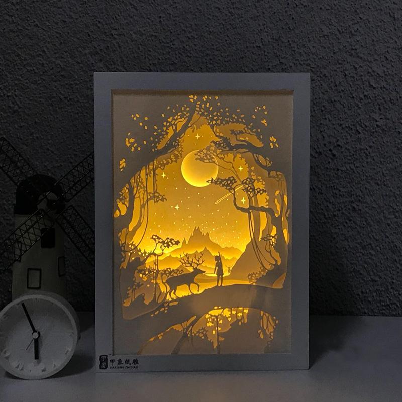 光影交错里一起回到童话故事里吧你和童话故事之间只差一个纸雕灯