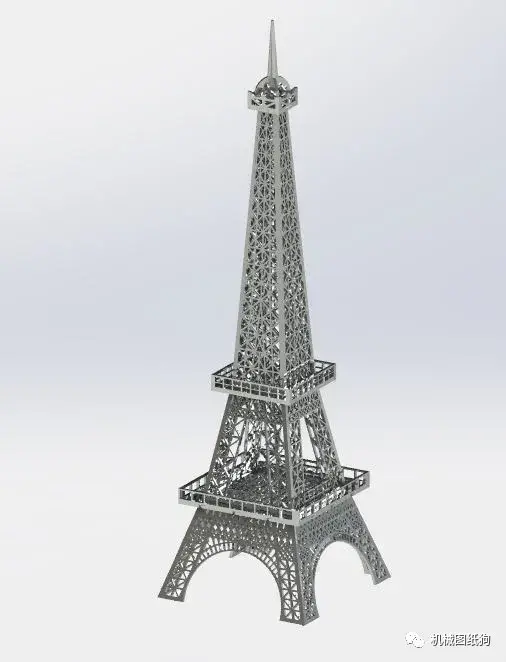 【生活艺术】eiffel tower埃菲尔铁塔拼图切割图纸 solidworks和dxf