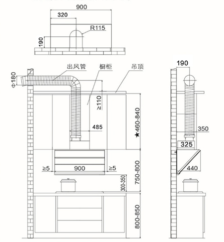 华帝j663bh安装图尺寸图片