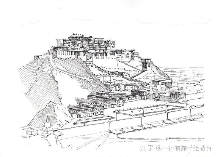 布达拉宫平面图手绘图片