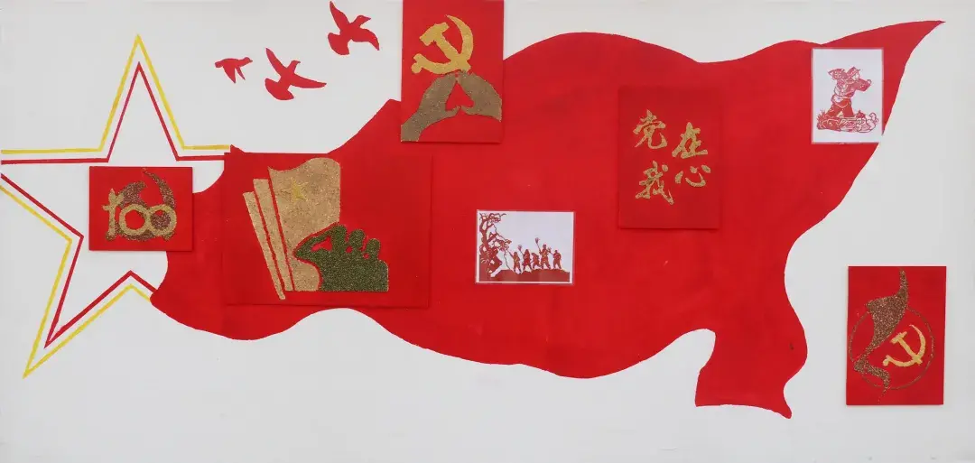 手绘党史文化墙点靓党史学习新课堂