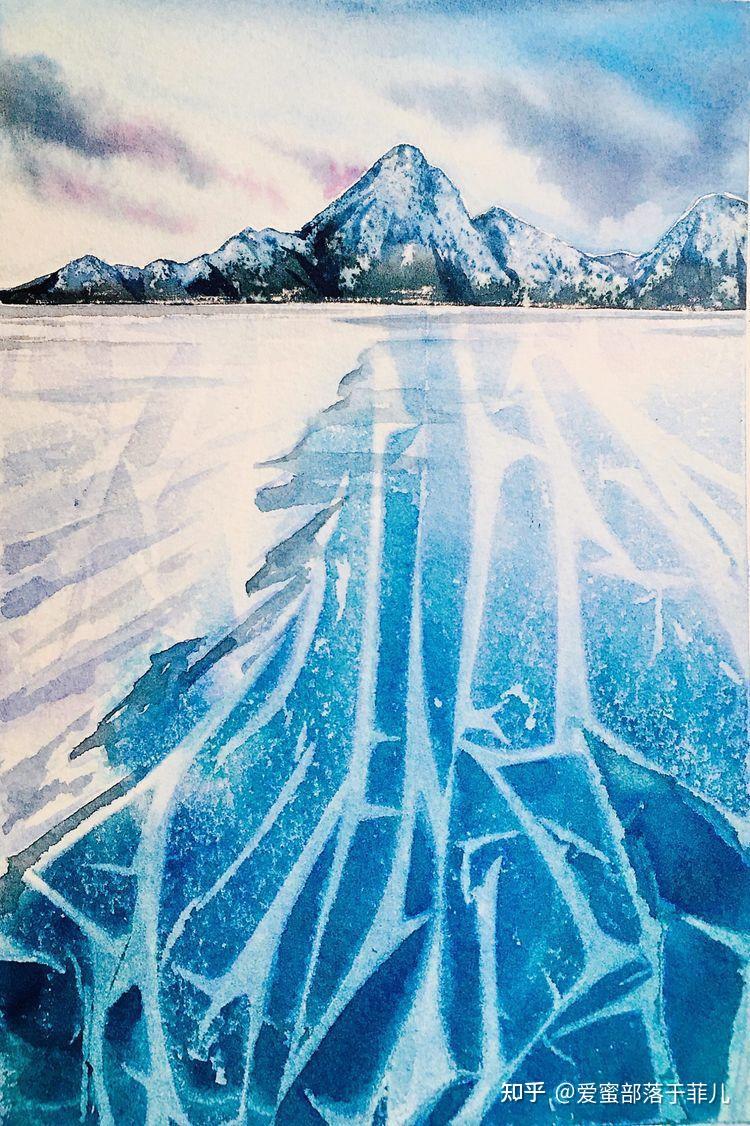 冰川融化绘画图片