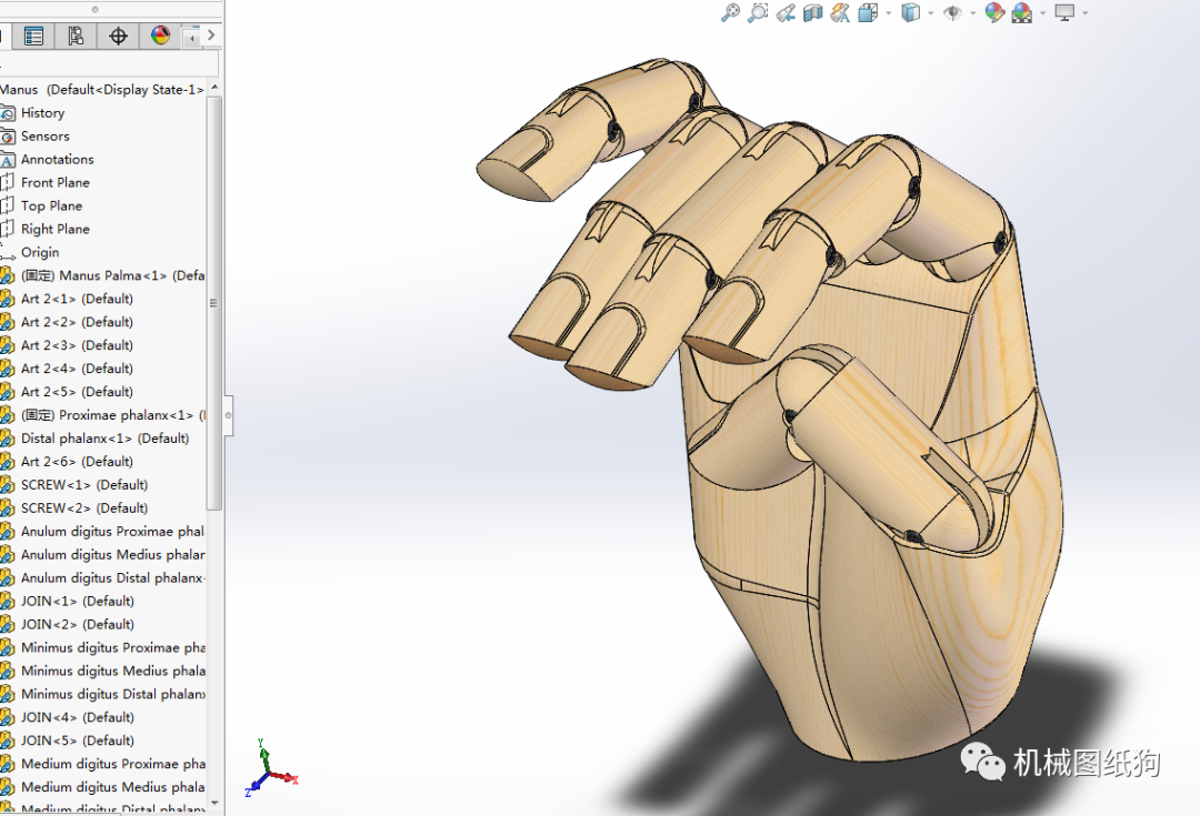 机器人manus仿生手掌手指模型3d图纸solidworks设计附step