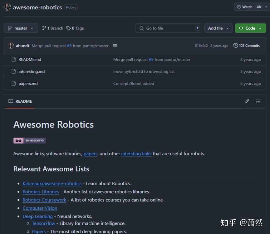 GitHub上机器人开源资料 - 知乎