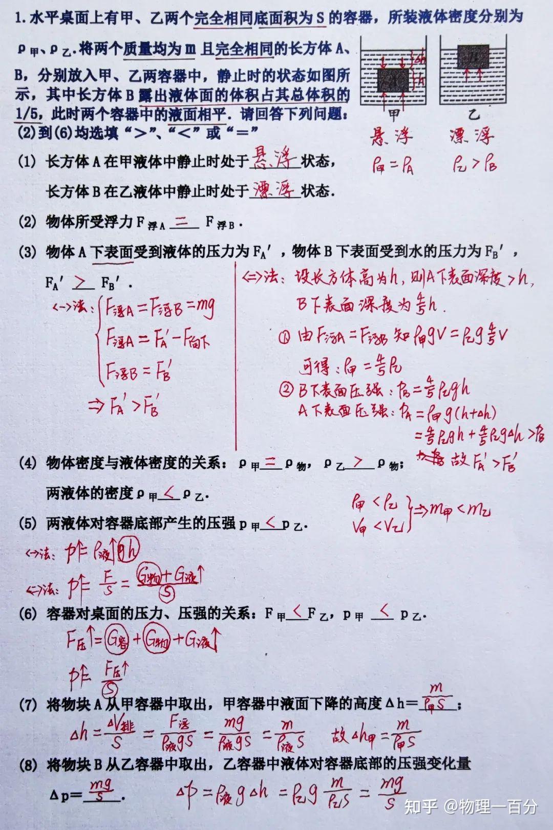 一道初二物理"浮力"题,无一人满分!若不理解,还有更难的题