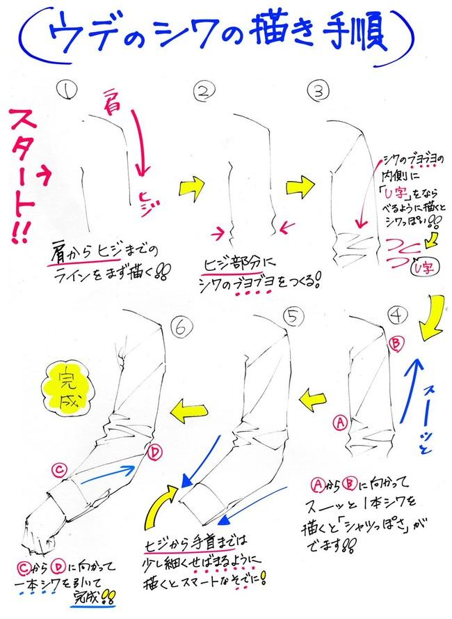 動漫人物鞋子領子領結褶皺畫法