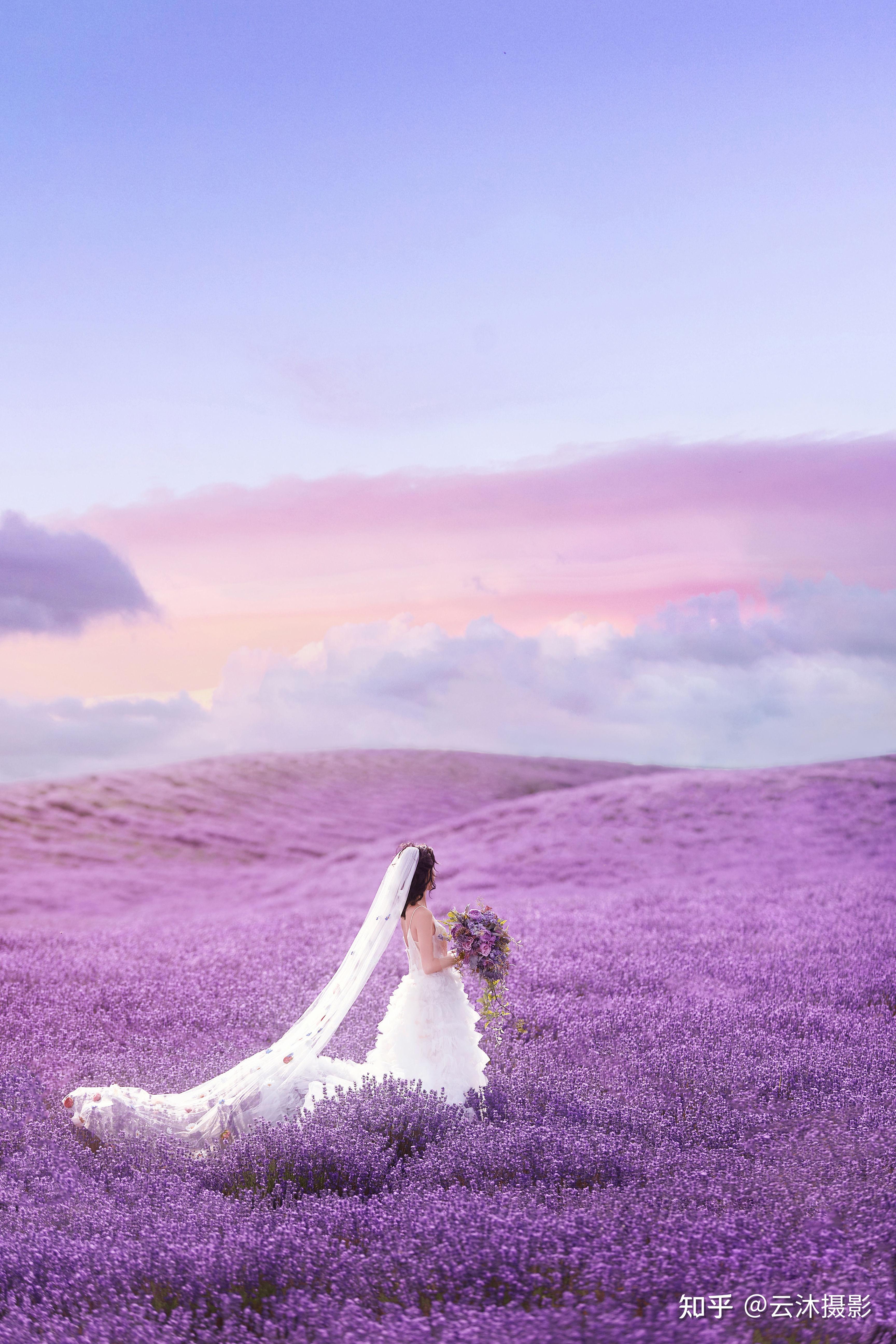 天空都被染上浪漫的紫色新疆婚纱照