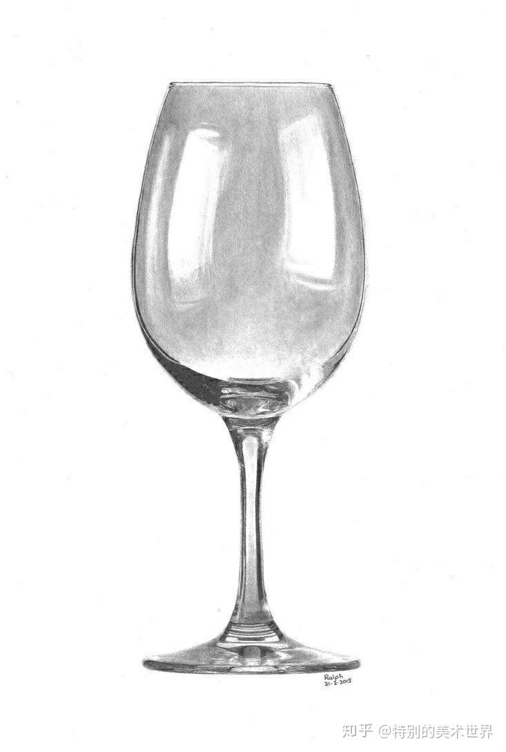 玻璃杯素描写实图片