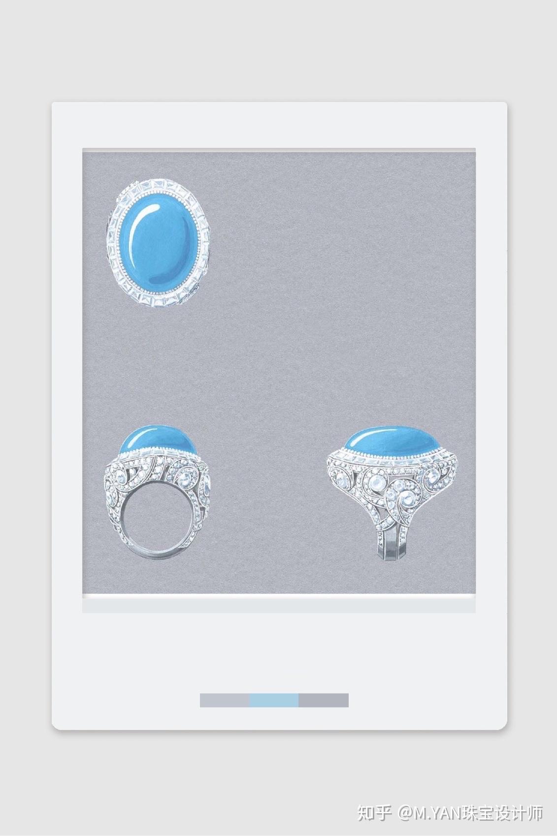 珠宝手绘-戒指三视图临摹范本