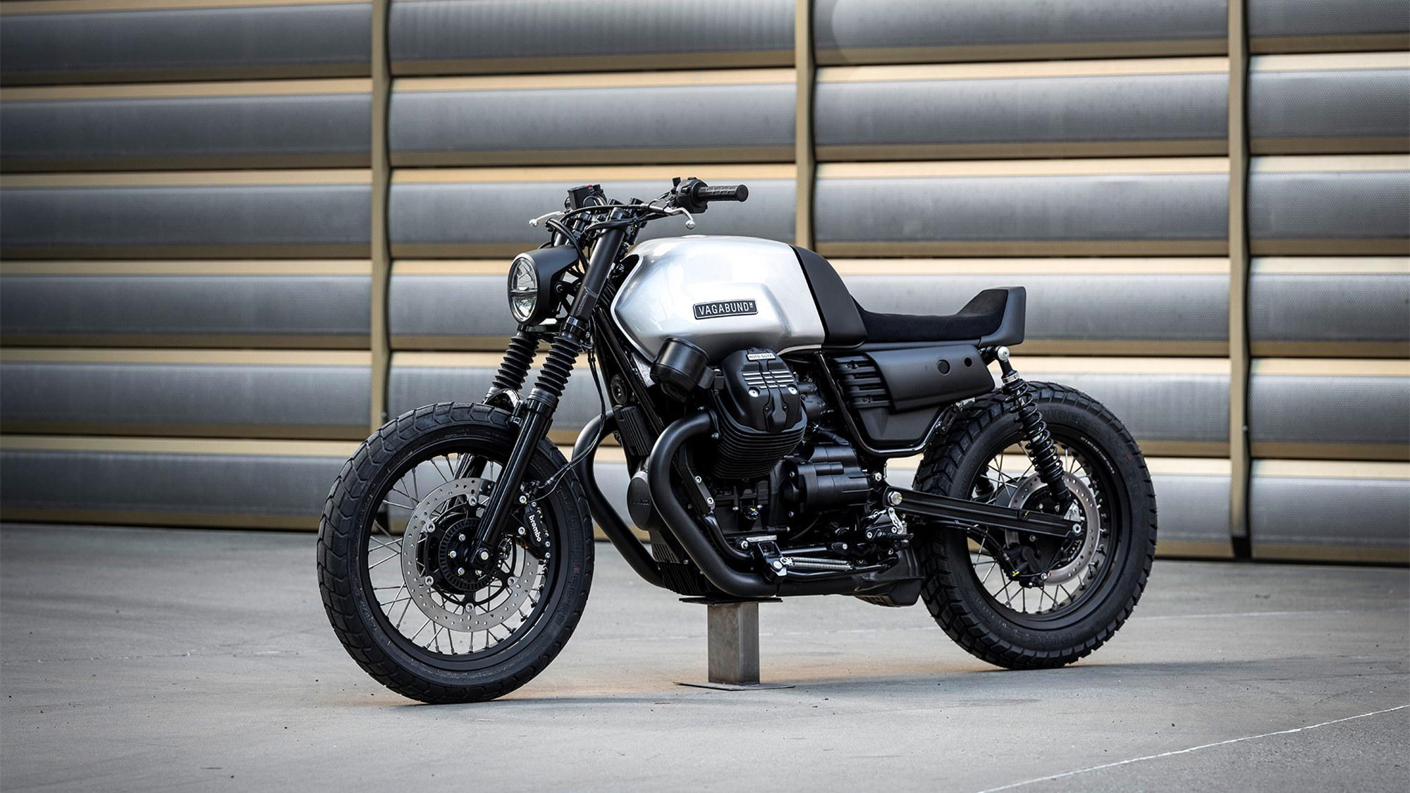 现代极简主义奥地利改装厂定制摩托古兹v73d打印是亮点