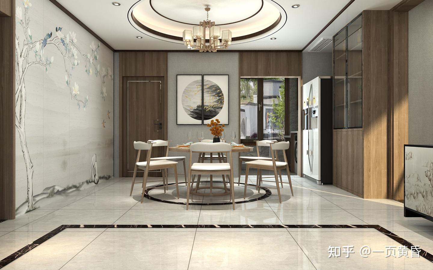 装修效果图|华都名晟160㎡新中式风格效果图,原木色精髓 - 知乎