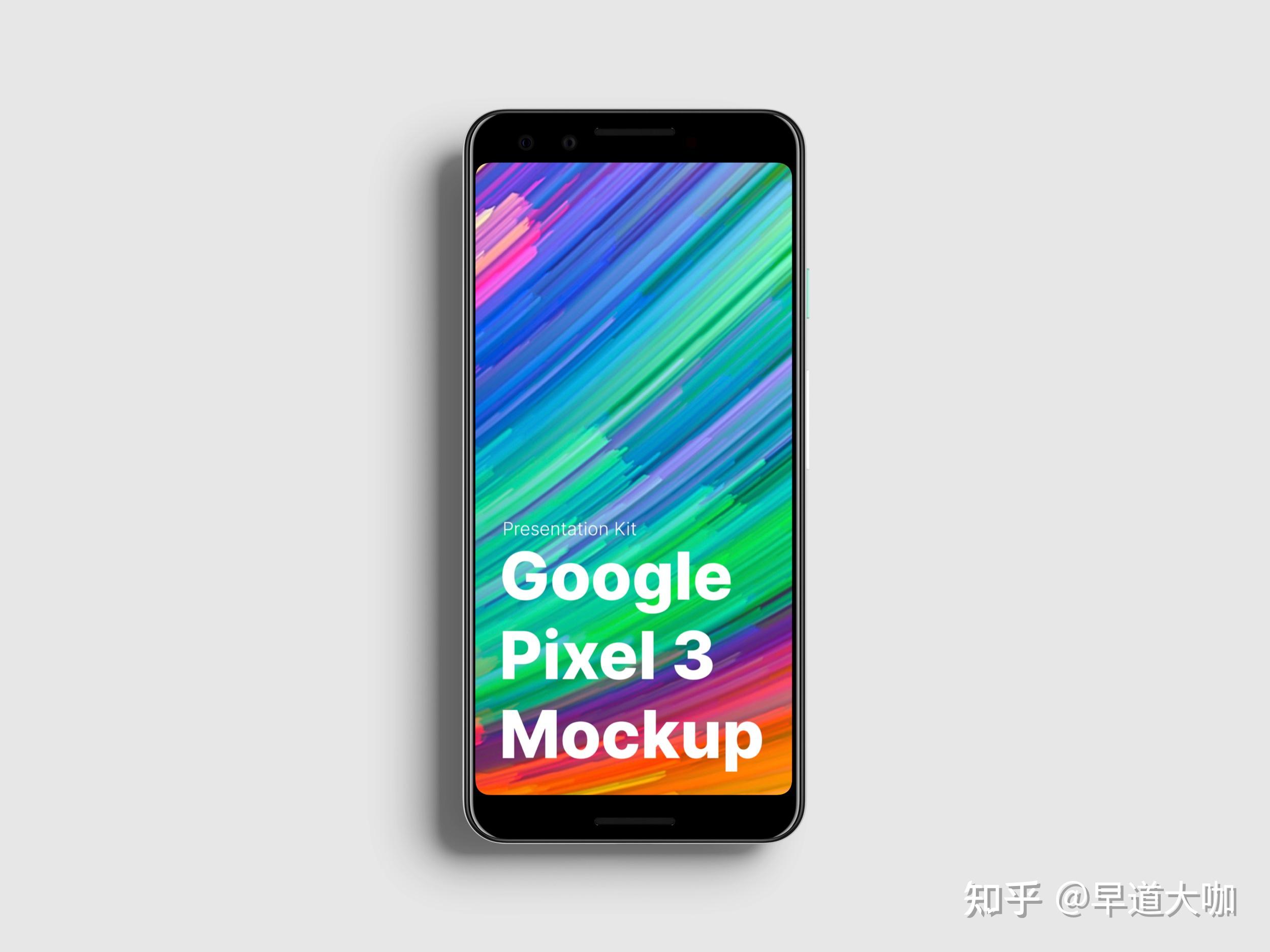 高质量谷歌Google Pixel 3手机屏幕APP界面设计演示样机 Google Pixel 3 XL Mockups 知乎