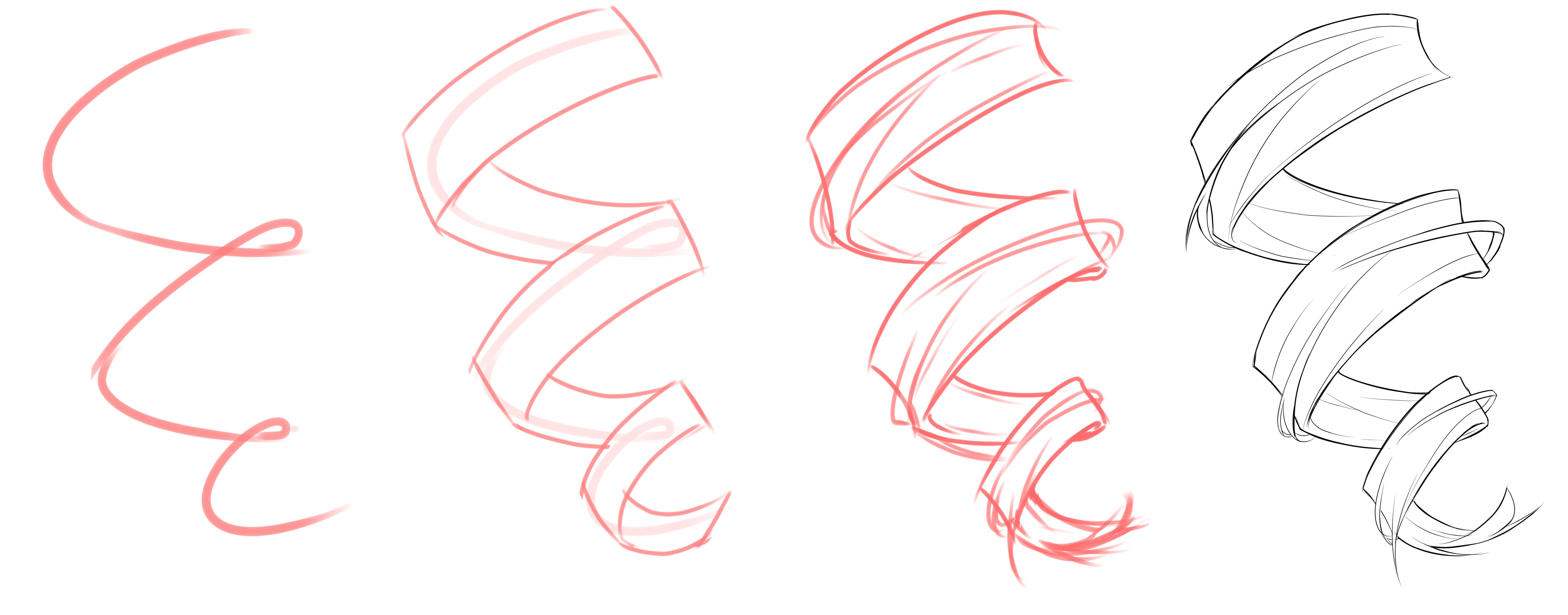 先用线概括走势——再画出的跟纸片一样——最后细化,即可解锁新发型!