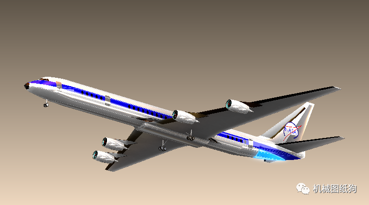【飞行模型】道格拉斯dc-8四发大型喷气式客机模型3d图纸 solidworks