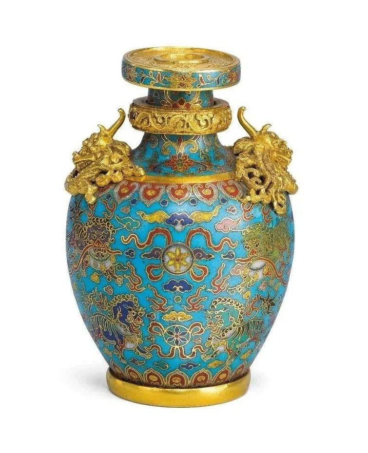 銅蓋付き容器景泰藍蓋壺七宝焼風琺瑯彩昭和時代。茶道具。置物。美品２個セット 銅蓋付き容器景泰藍蓋壺七宝焼風琺瑯彩昭和時代。茶道具。置物。美