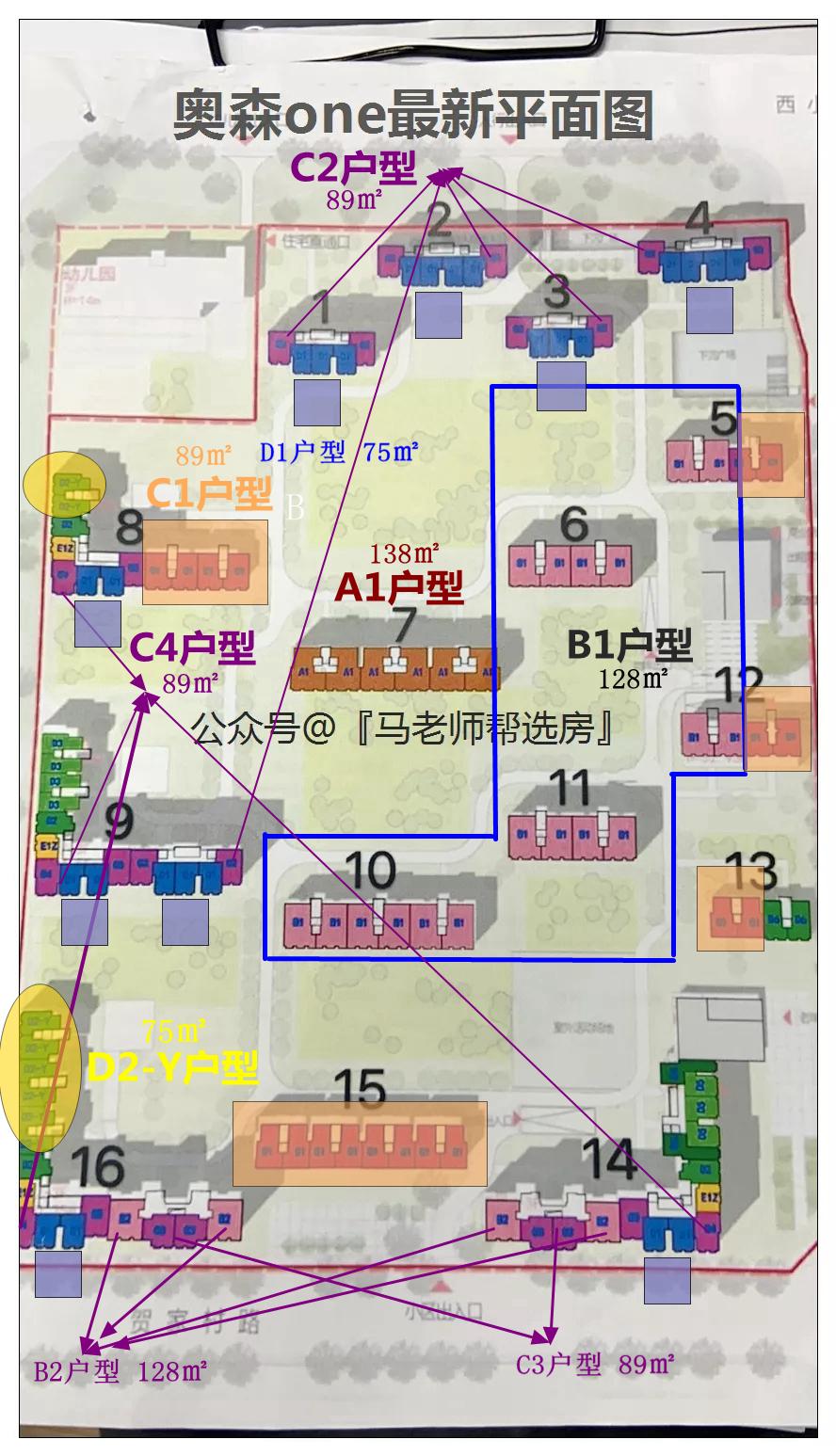 马老师 || 奥森one户型图(均带尺寸含最新王炸户型)
