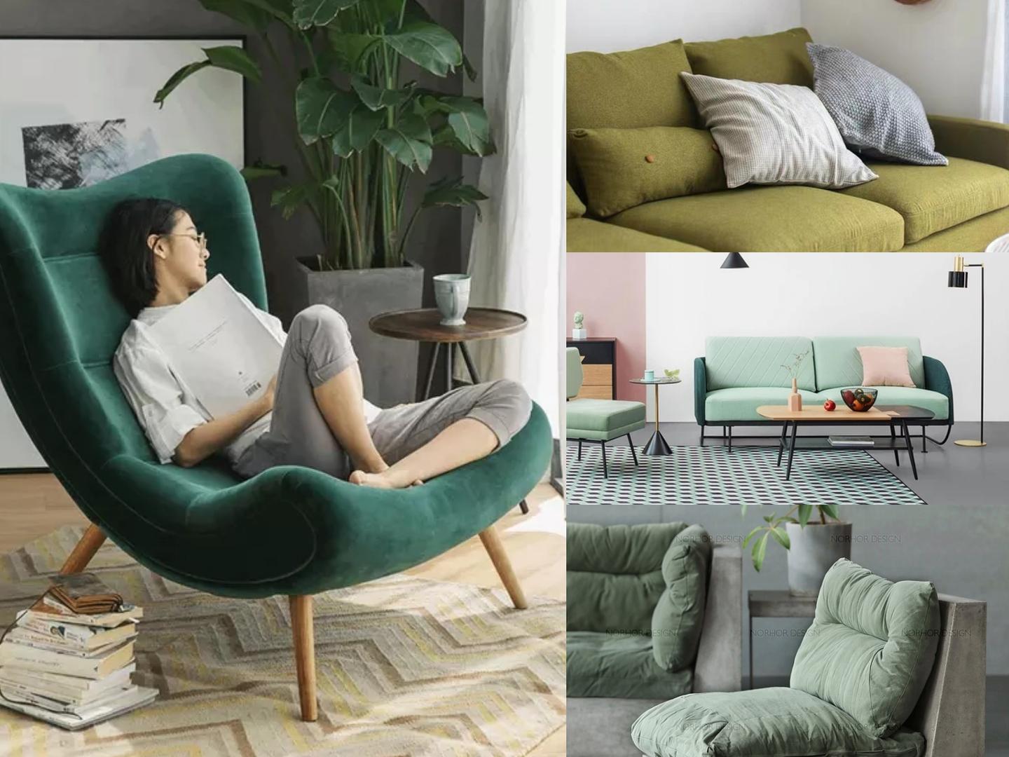 现代家装客厅墨绿色沙发su模型_客餐厅_土木在线