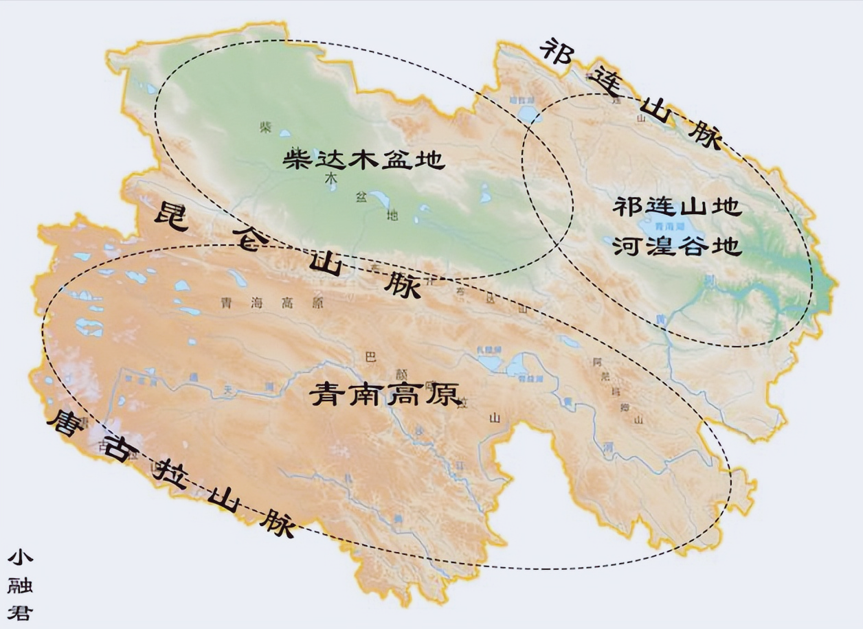 青海地形青海省东北方是横亘的祁连山脉,很多人以为祁连山只是一条