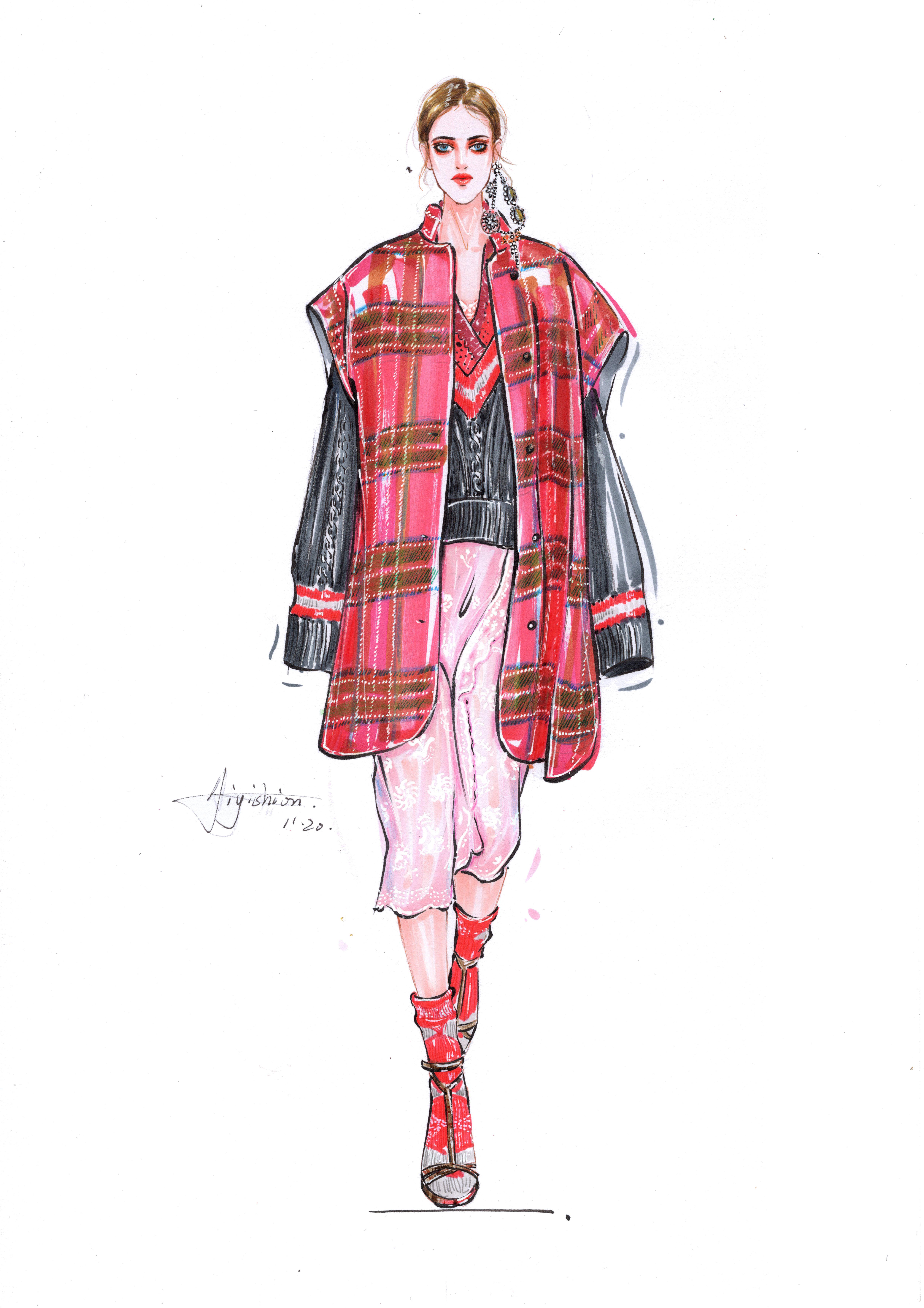 手绘时装画 | 马克笔格纹 - 知乎