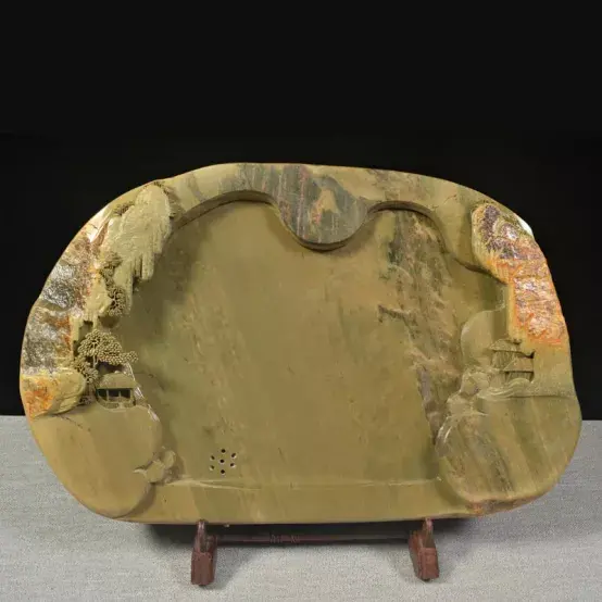 齋】唐物 端硯 清時代 端石禪硯 清人物羅振玉銘 端溪