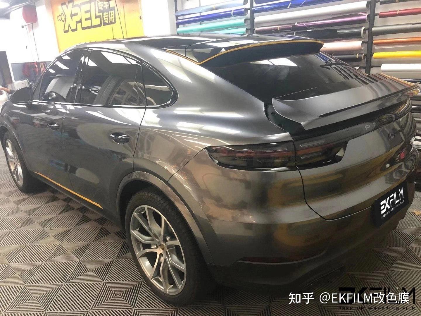 保时捷卡宴汽车ek改色膜超亮金属钨钢