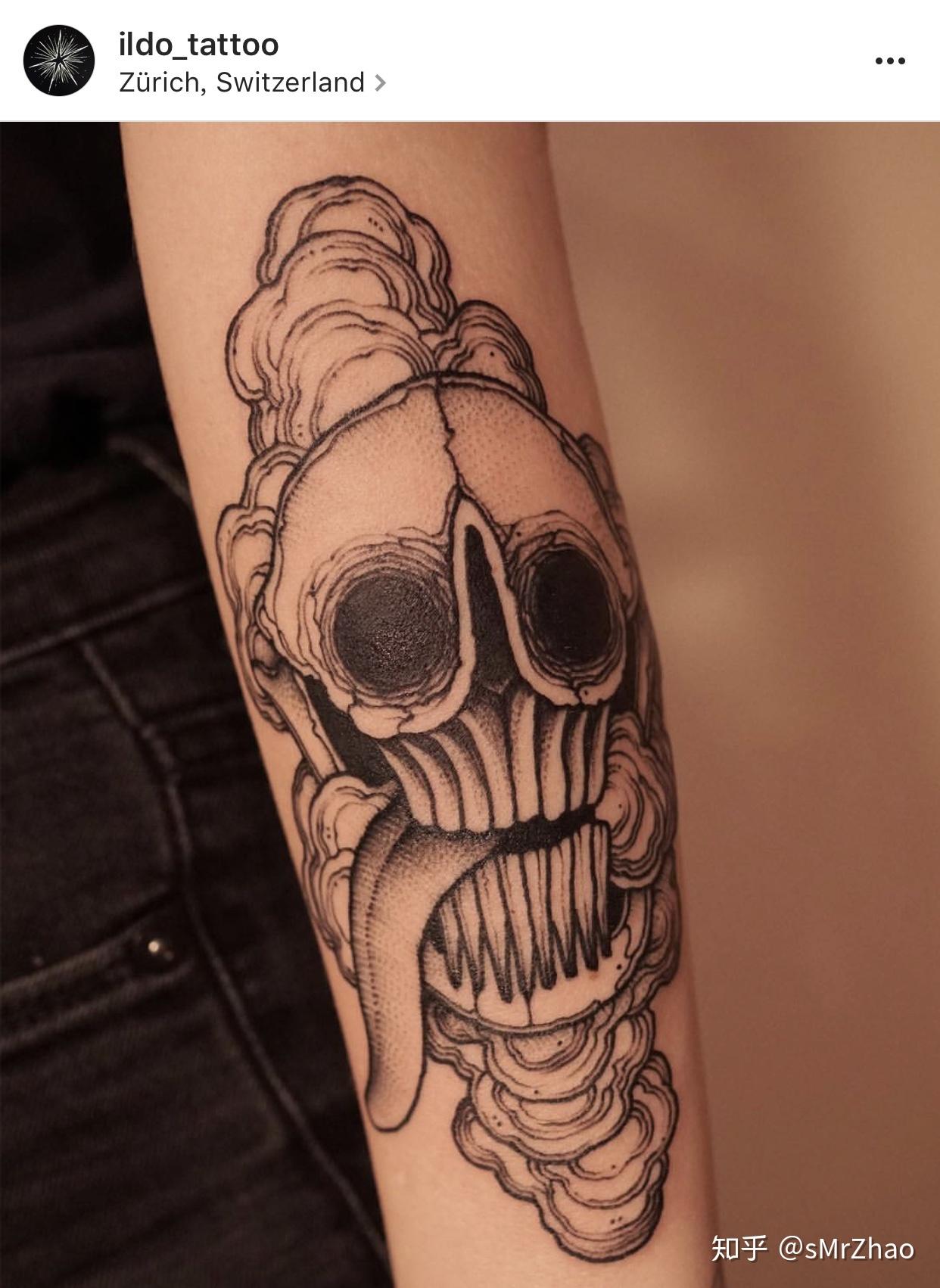 smrzhao纹身推荐第146期黑白线条漫画可爱的骷髅