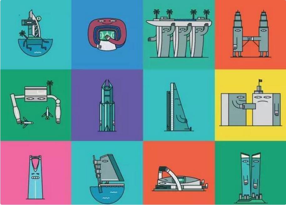 michael william lester将世界20座著名建筑(主要是当代建筑)拟人化