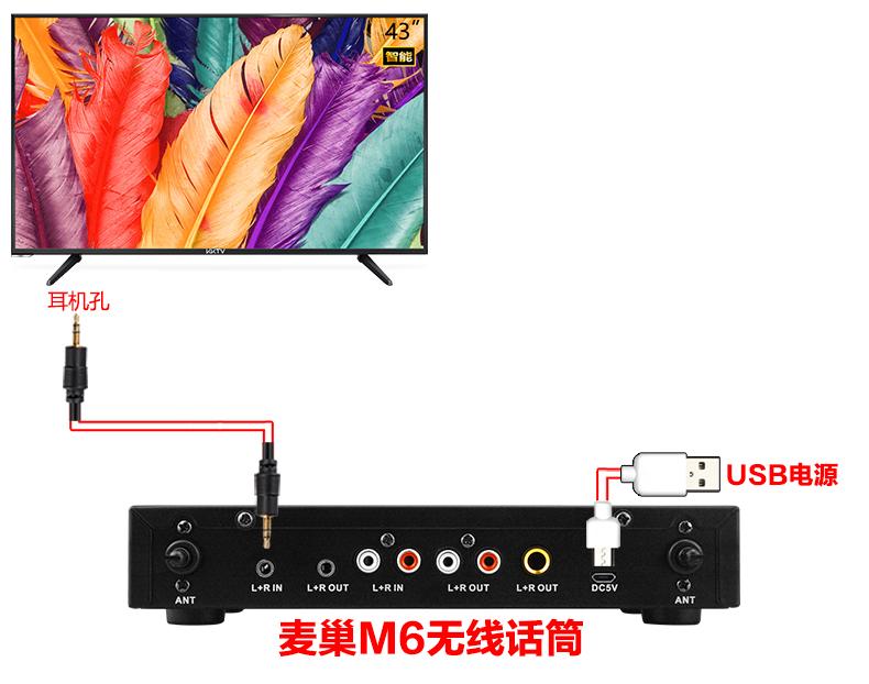 kktvk43康佳智能电视接麦巢麦克风k歌插话筒卡拉ok唱歌