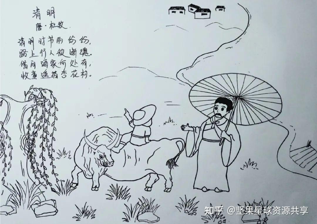 清明节儿童画 手抄报素材!(建议收藏)小长假作业不用愁!