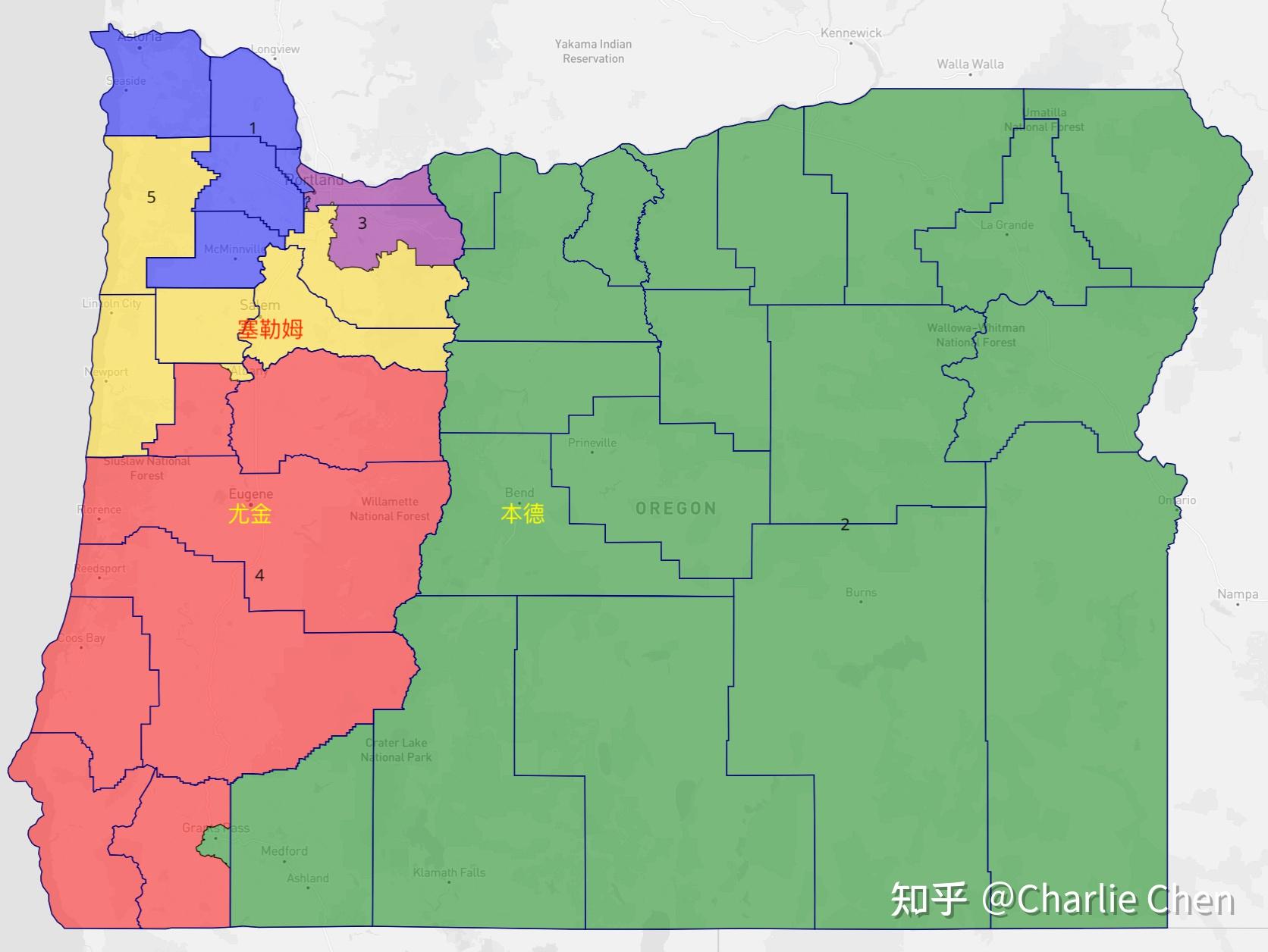俄勒冈州2021年选区重新划分预览