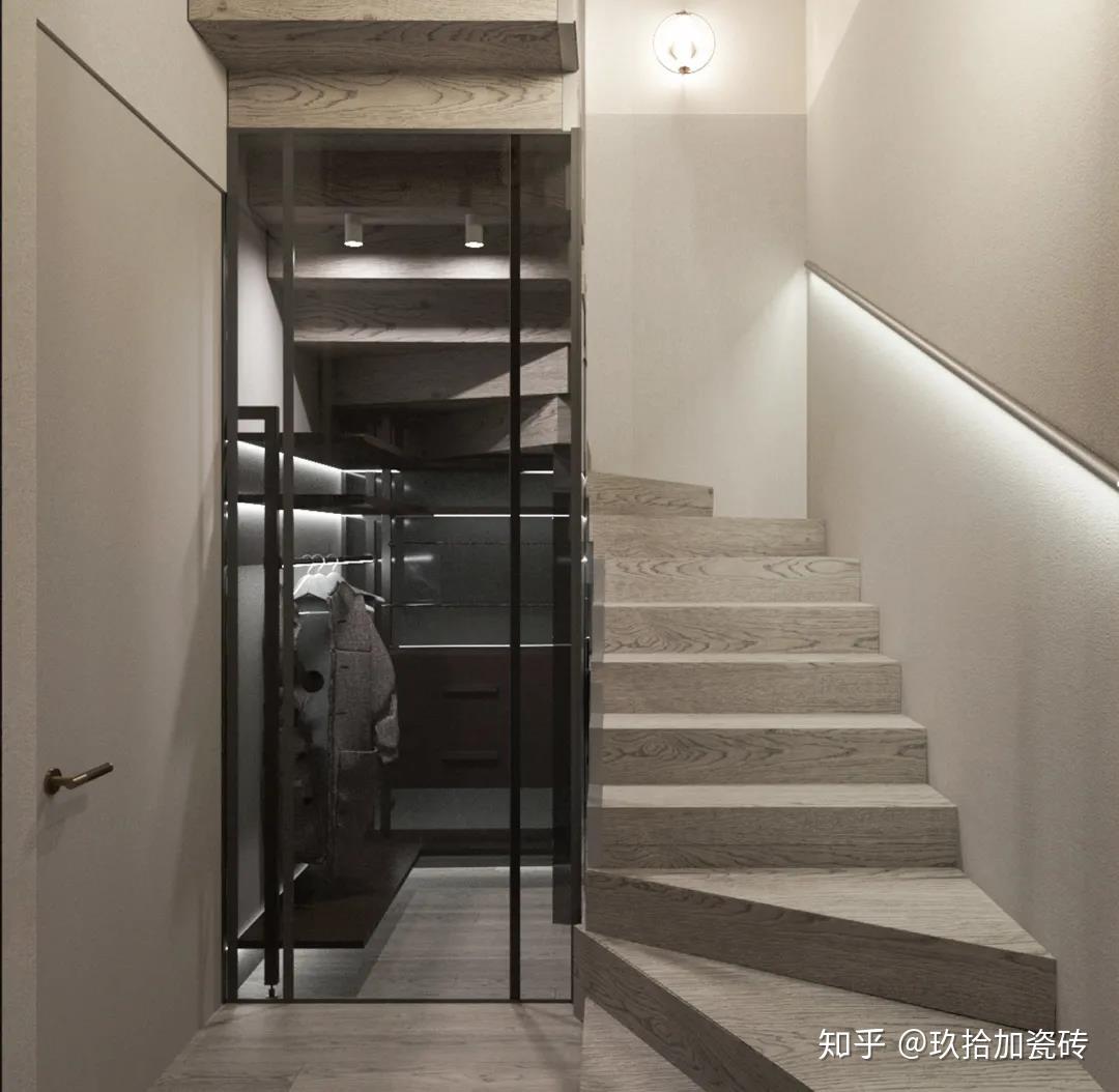 现代| 楼梯拐角也有衣帽间,现代风公寓设计简约但精致不简 - 知乎