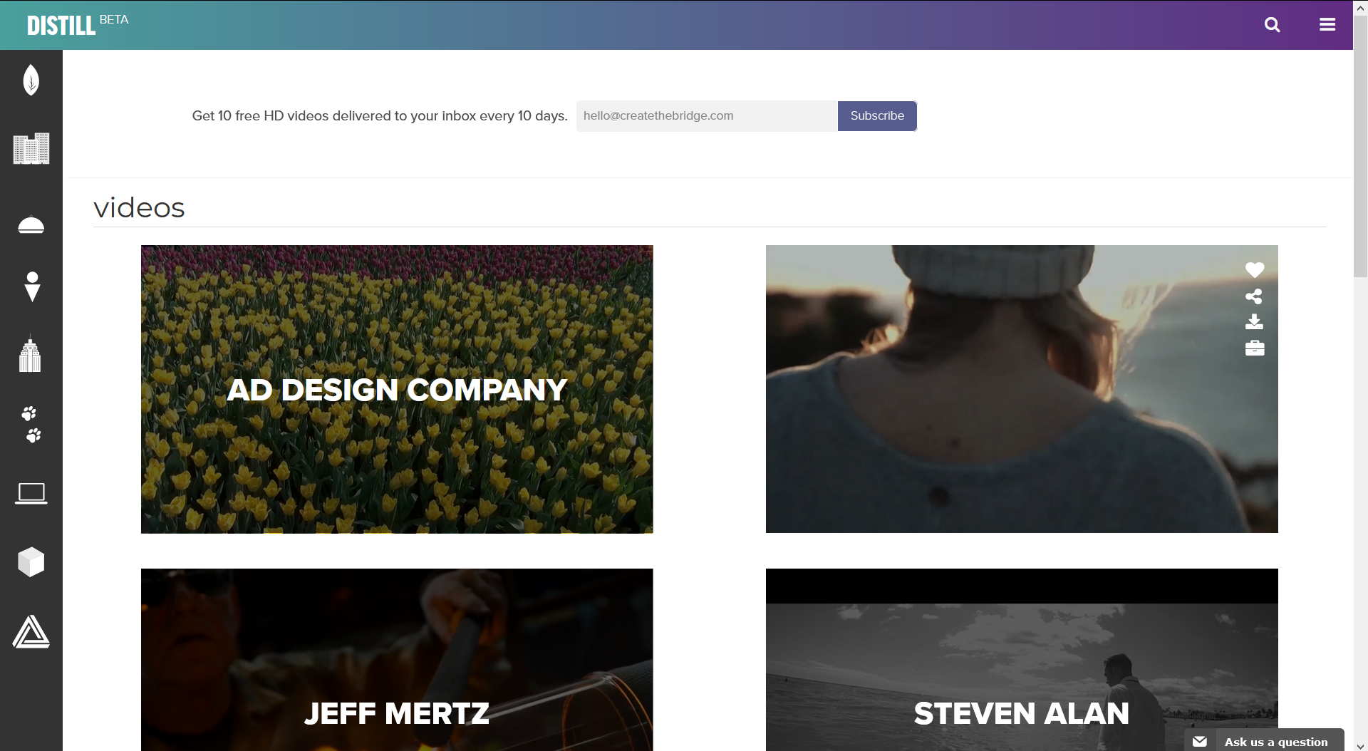 distill 专为设计师提供免费高画质影片素材,可搜寻,下载由其他人提供