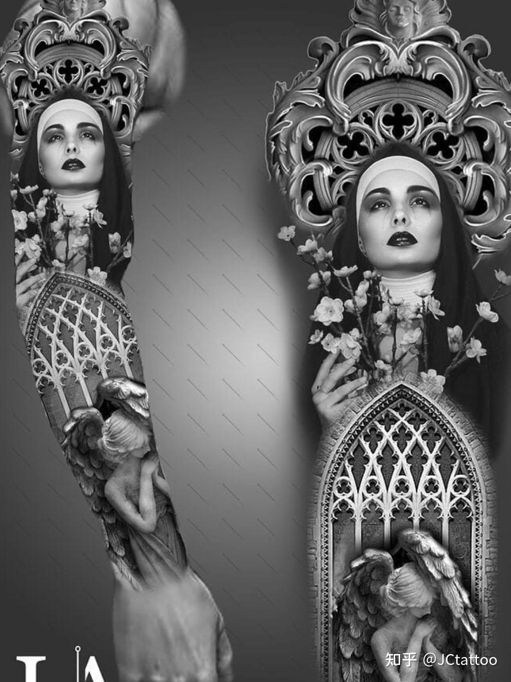 jctattoo纹身素材06期雕像人物动植物欧写实花臂稿图