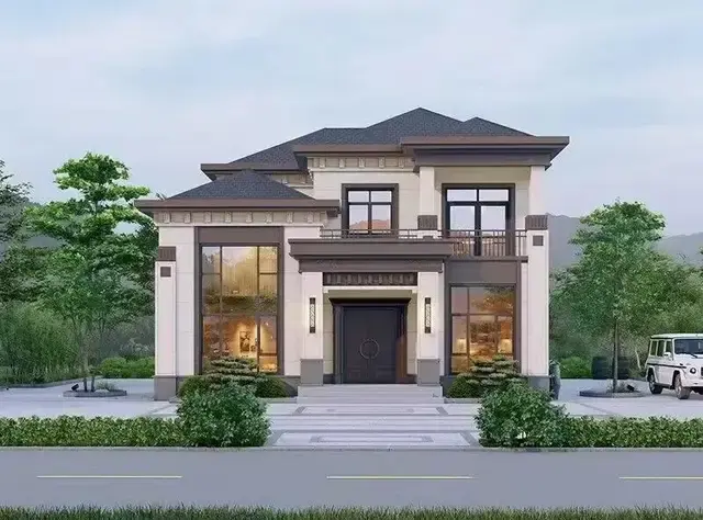 但非常nice的新中式二层别墅，15套二层新中式农村自建房别墅住宅 - 知乎